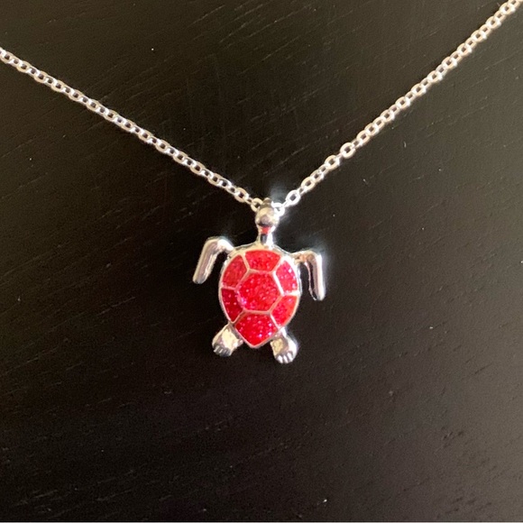Jewelry - Pink Sea Turtle Silver Plated Necklace NWT